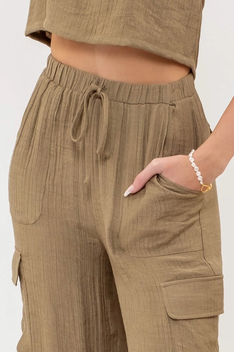 Gianna Wide Leg Drawstring Cargo Pants