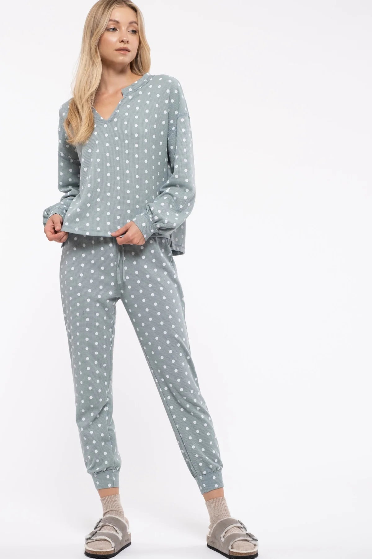 SPLIT NECK POLKA DOT COMBO SET