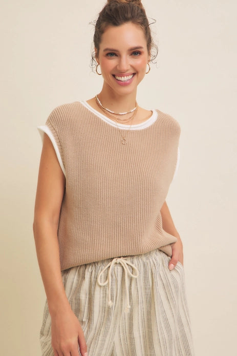 Nola Knitted Sweater Vest with Round Neck
