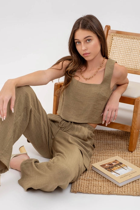 Gianna Wide Leg Drawstring Cargo Pants