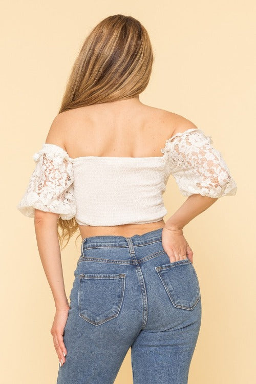 White Lace Crop top