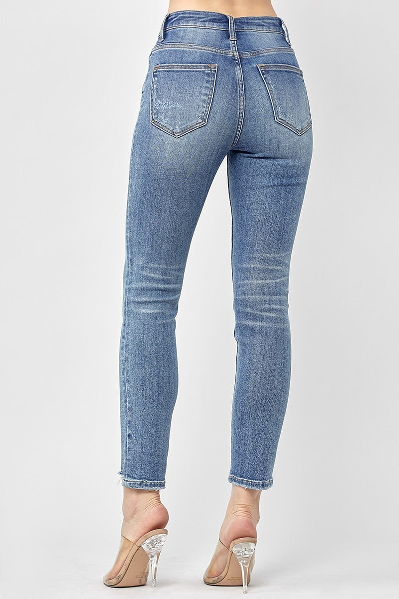 HIGH RISE VINTAGE WASHED ANKLE SKINNY (Risen Jeans)
