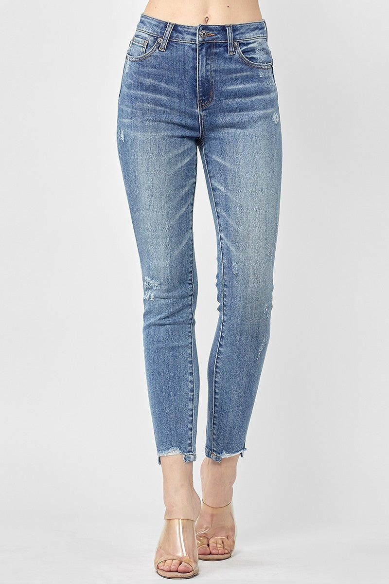 HIGH RISE VINTAGE WASHED ANKLE SKINNY (Risen Jeans)
