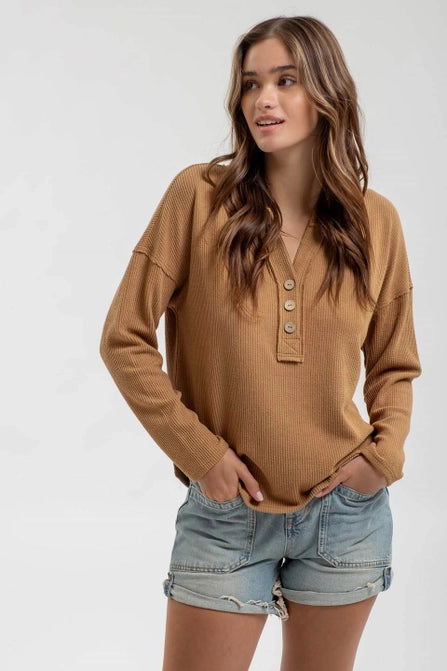 Emery V Neck Long Sleeve Knit Top