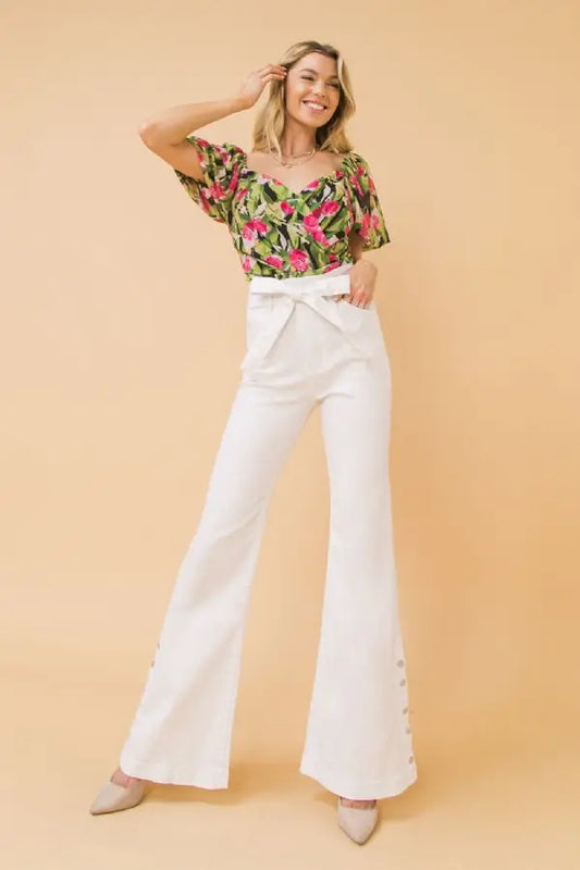 White denim Flared pants