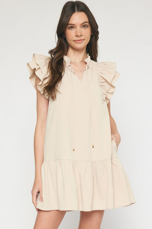 Ruffle Sleeve Mini Dress