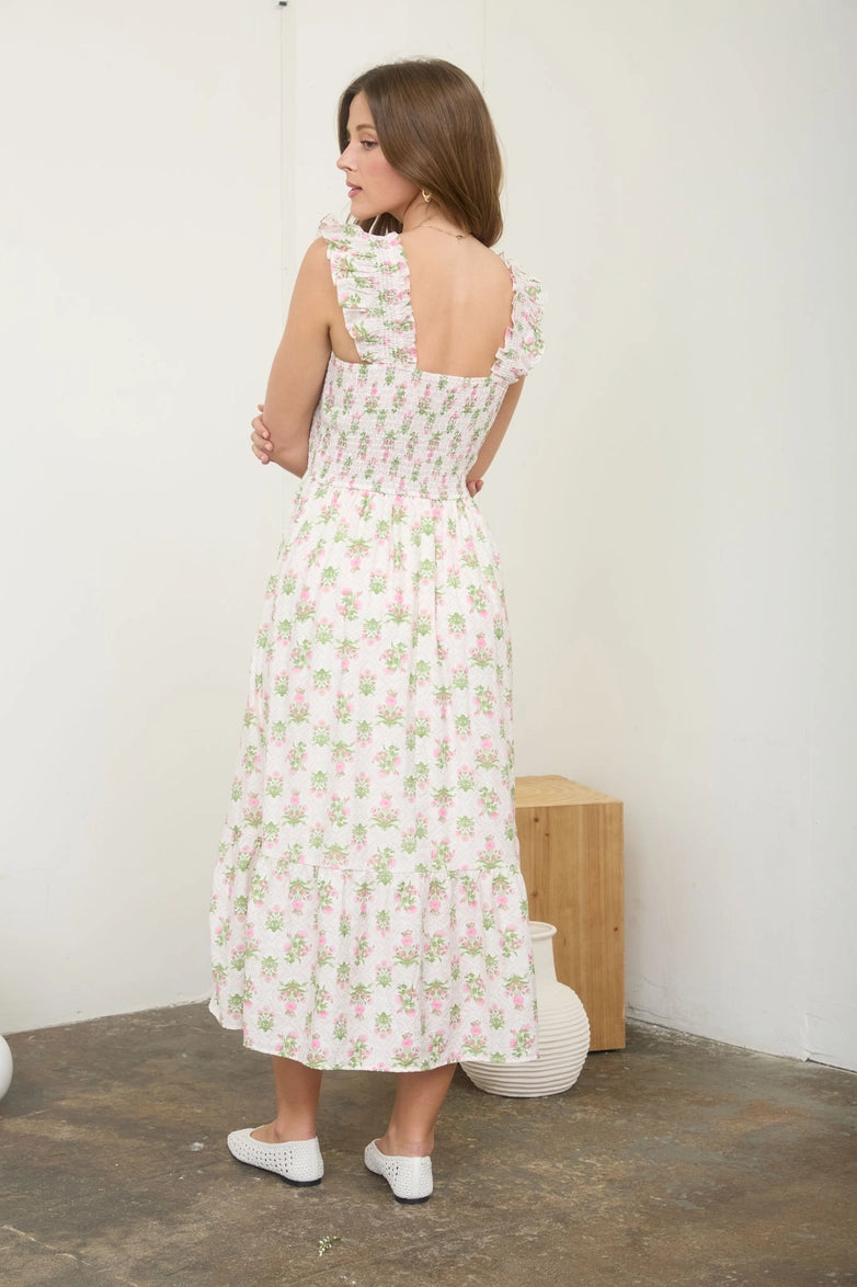 Daisy Floral Smocked Midi dress