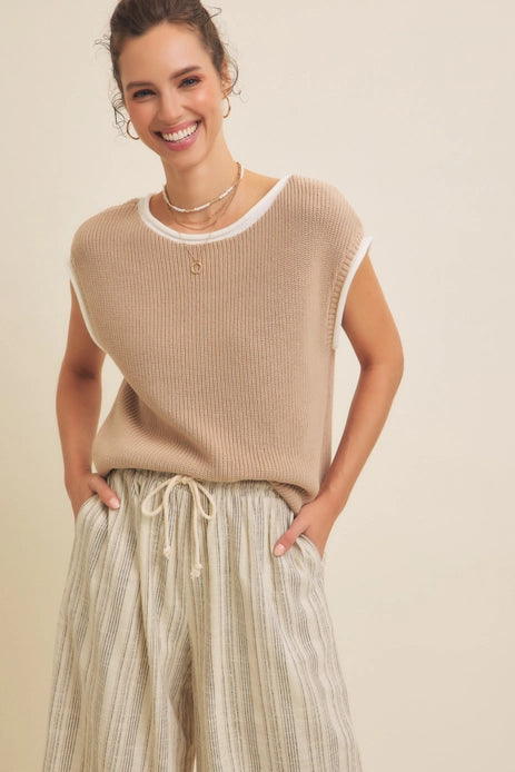 Nola Knitted Sweater Vest with Round Neck