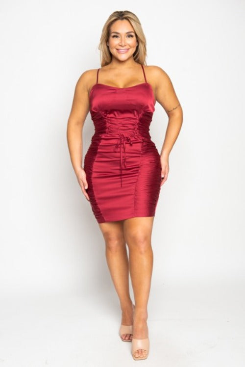 Plus Size- Satin Corset lace up dress