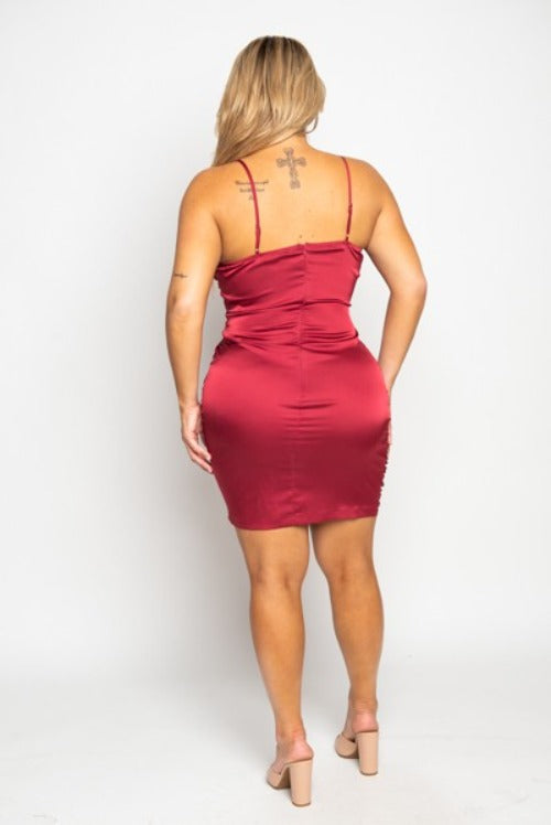 Plus Size- Satin Corset lace up dress