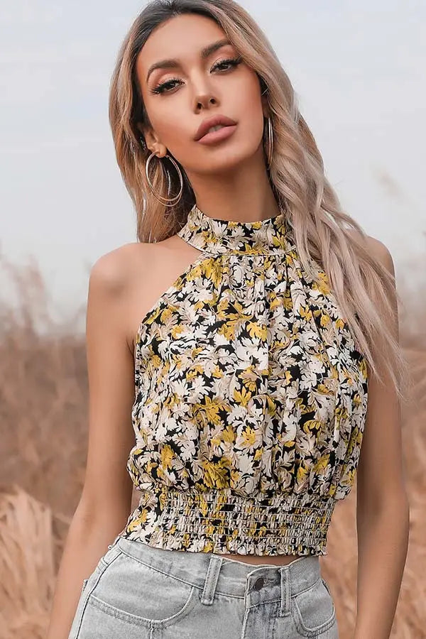 Floral Print Sleeveless Top