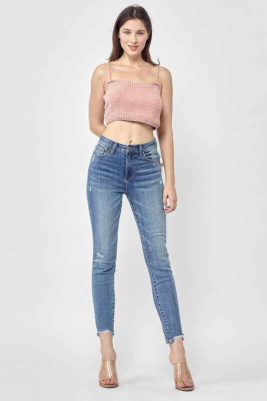 HIGH RISE VINTAGE WASHED ANKLE SKINNY (Risen Jeans)