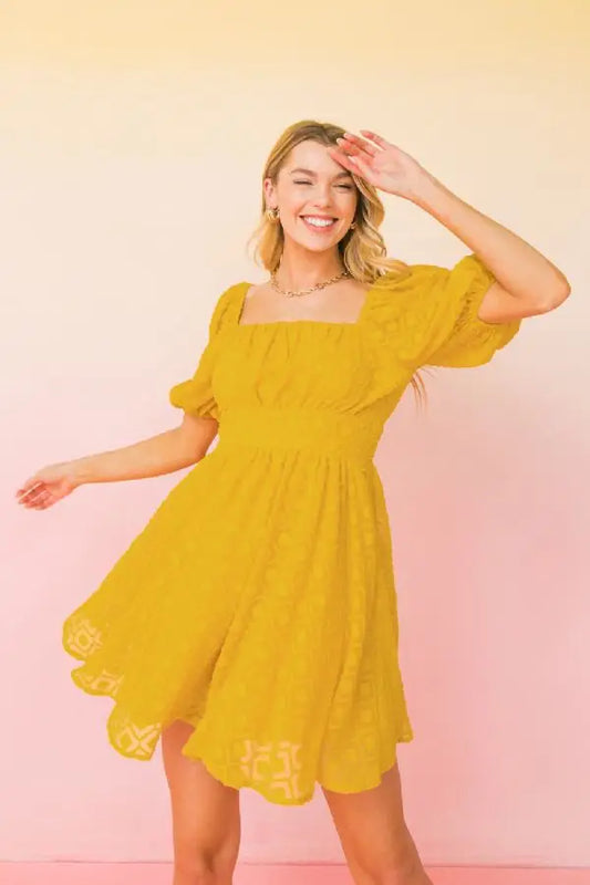 Textured woven mini dress